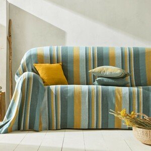 Kolekcia ručne tkaných prikrývok a obliečok na vankúše,  pruhované