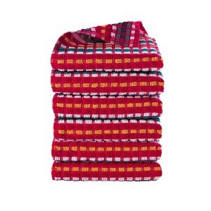 Malé kockované froté uteráky na ruky, červená, súprava 6 alebo 12 ks