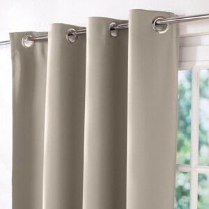 Zatemňovací lesklý záves zakončený očkami, jednofarebný