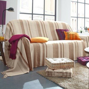 Pruhovaná ručne tkaná bavlnená prikrývka alebo obliečka na vankúš