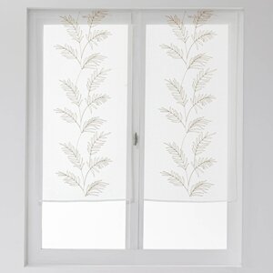 1 pár vitrážových záclon s výšivkou veľkých listov