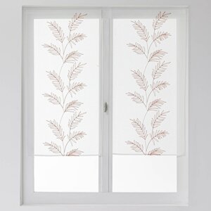 1 pár vitrážových záclon s výšivkou veľkých listov