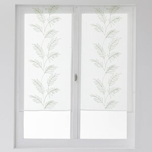 1 pár vitrážových záclon s výšivkou veľkých listov