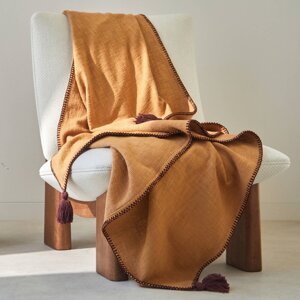 Jednofarebný pléd z textúrovanej bavlny