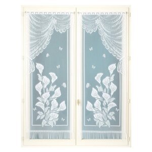 1 pár rovných vitrážových záclon s čipkou