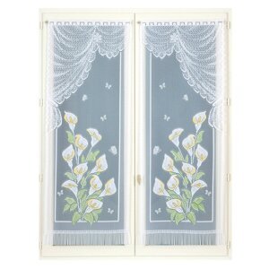 1 pár rovných vitrážových záclon s čipkou