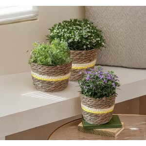 Obal na kvetináč z morskej trávy, súprava 3 ks