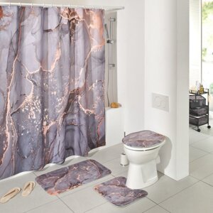 4-dielna kúpeľňová súprava „Marble“ so sprchovacím závesom