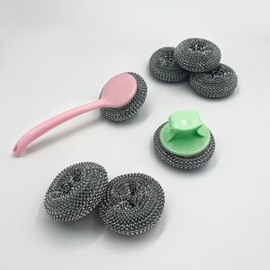 10 nerezových hubiek s rukoväťou