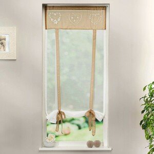 Záclonka so stužkami a výšivkou srdiečok