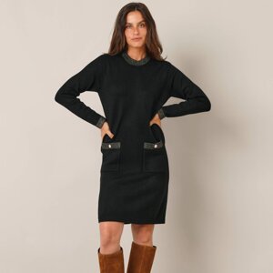 Pulóvrové šaty s trblietavými lemami