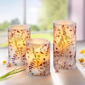 LED sviečky Púpava, súprava 3 ks