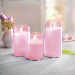 LED sviečky v skle, sada 3 ks