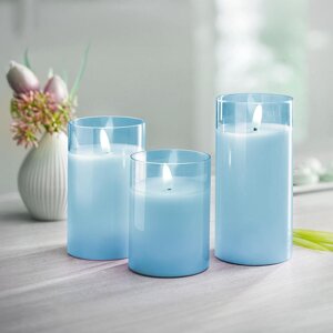 LED sviečky v skle, sada 3 ks