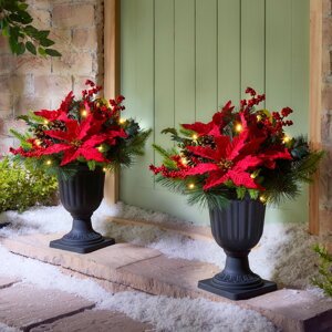 LED vianočný aranžmán v kvetináči