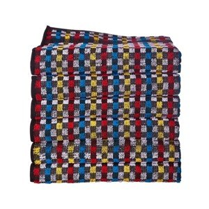 Veľké kockované froté uteráky na ruky, čierny podklad, súprava 6 alebo 12 ks