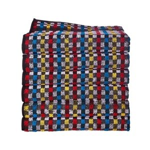 Malé kockované froté uteráky na ruky, čierny podklad, súprava 6 a 12 ks