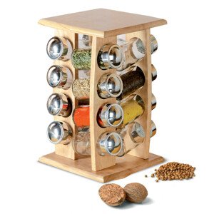 Korenička sklo / chróm v drevenom stojane 16 ks