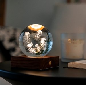 Stolná lampička s 3D laserovaným motívom, viac variantov - Gingko Motiv: medúza