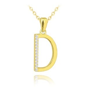 Pozlátený strieborný náhrdelník písmeno "D" so zirkónmi Minet JMAS0204GN42