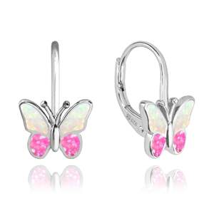 Trblietavé strieborné náušnice BUTTERFLIES Minet JMAD0040PE00