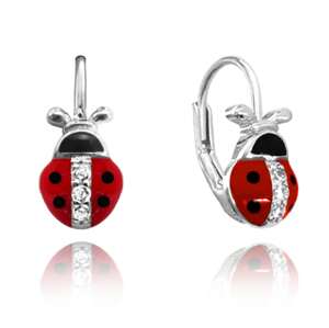 Strieborné náušnice LADYBIRDS so zirkónmi Minet JMAD0001SE00