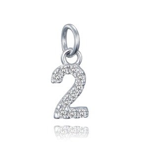 Strieborný prívesok "2" so zirkónmi Minet JMAS9012SP00