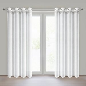 Vianočná záclona XMAS na krúžkoch 140x250cm biela/strieborná 140x250