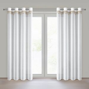 Vianočná záclona XMAS na krúžkoch 140x250cm biela/zlatá 140x250