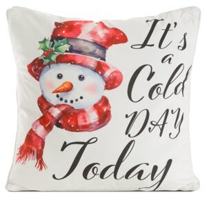 Vianočná obliečka na vankúš SNEHULIAK  45x45cm krémová/červená 45x45