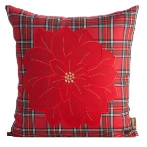 Vianočná obliečka na vankúš VIANOČNÁ RUŽA 45x45cm červená/zelená 45x45
