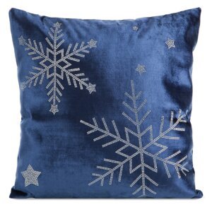 Vianočná obliečka na vankúš VLOČKY 45x45cm granátová/strieborná 45x45