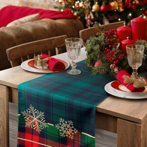 Vianočný obrus STAR 40x140cm zelený/červený 40x140