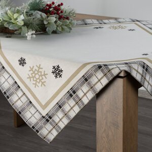 Vianočný obrus ANGEL 90x90cm naturálny/čierny