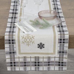 Vianočný obrus ANGEL 45x140cm naturálny/čierny 45x140