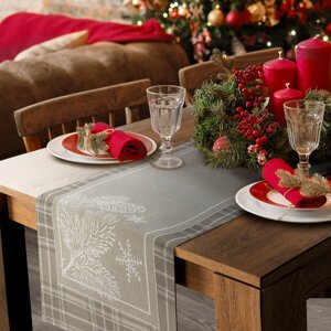 Vianočný obrus HOLLY45x140cm tmavobéžový 45x140