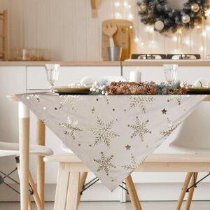 Vianočný obrus VLOČKY 85x85cm béžový/zlatý 85x85