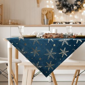 Vianočný obrus VLOČKY 85x85cm granátový/zlatý 85x85