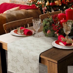 Vianočný obrus WINTER 40x140cm krémový/zlatý 40x140