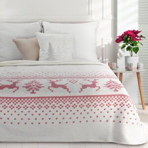 Vianočný prehoz NOEL 200x220cm biely/červený 200x220