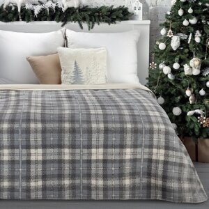 Vianočný prehoz SANTA 200x220cm sivý/krémový 200x220