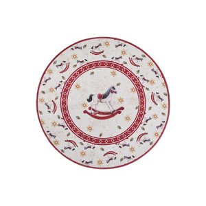 Kruhový kusový koberec Villeroy & Boch Toy`s Delight Limited Edition 106275 Cream Red, bez vlasu Ø 160