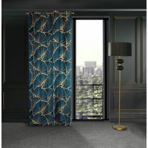 Záves MUSA2 na krúžkoch modrý s potlačou 140x250 cm 140x250