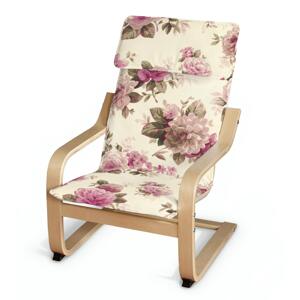 Dekoria Poťah na detské kreslo Poäng, ružovo-béžové ruže na krémovom podklade, Poťah na kreslo Poäng - detské kreslo, Londres, 141-07
